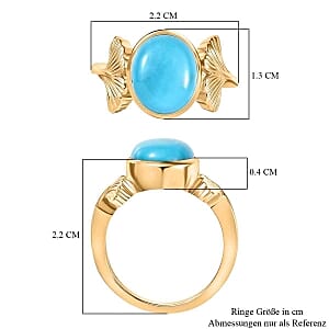 Sleeping Beauty Turquoise and Kanchanaburi Blue Sapphire 2.77 ctw Ring in Vermeil Yellow Gold Over Sterling Silver (Size 10)