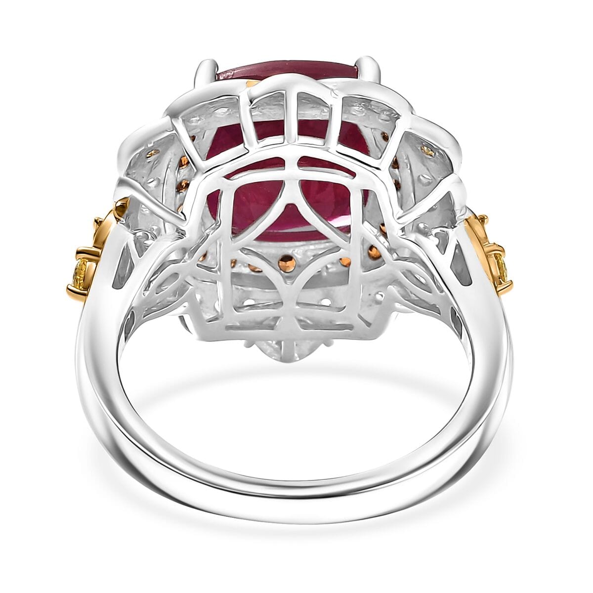 D'Joy Niassa Ruby (FF) and Multi Gemstone 7.80 ctw Ring in 18K Vermeil YG and Rhodium Over Sterling Silver (Size 6.0) image number 4