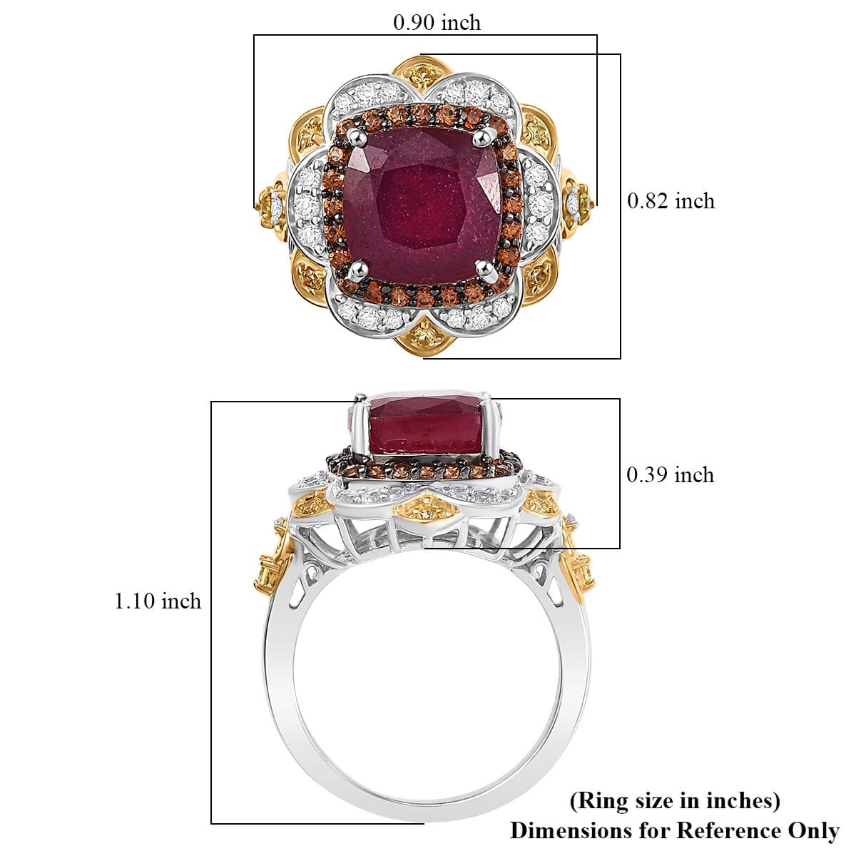 D'Joy Niassa Ruby (FF) and Multi Gemstone 7.80 ctw Ring in 18K Vermeil YG and Rhodium Over Sterling Silver (Size 6.0) image number 5