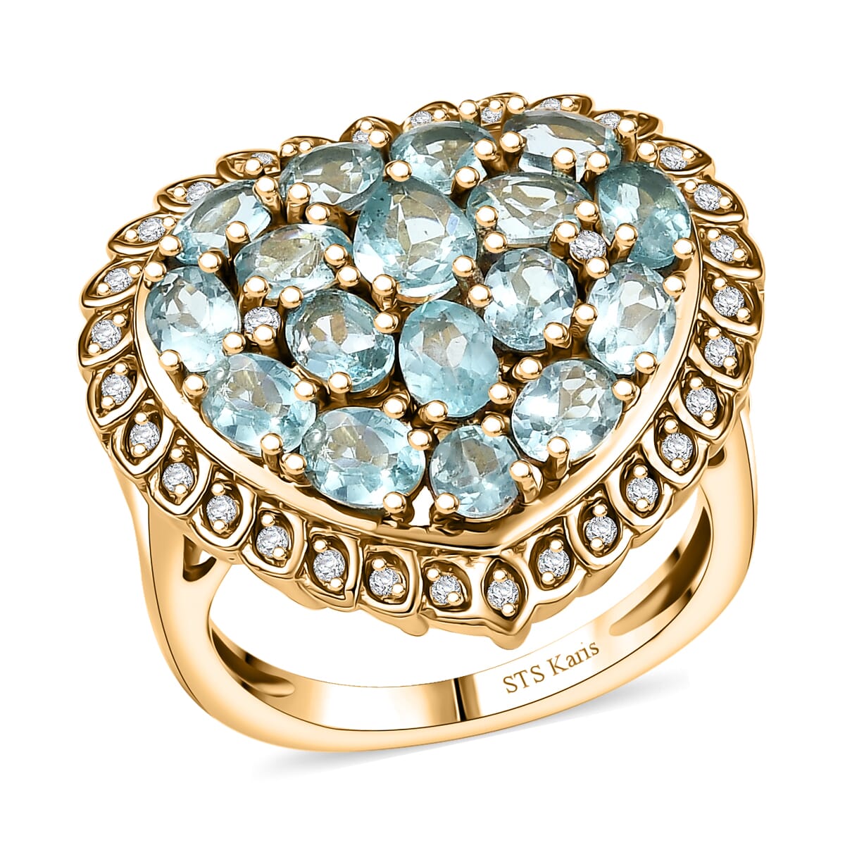Karis Blue Apatite and White Zircon 3.60 ctw Ring in 18K YG Plated (Size 10.0) image number 0