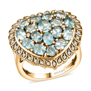Karis Betroka Blue Apatite and White Zircon 3.60 ctw Ring in 18K YG Plated (Size 10.0)