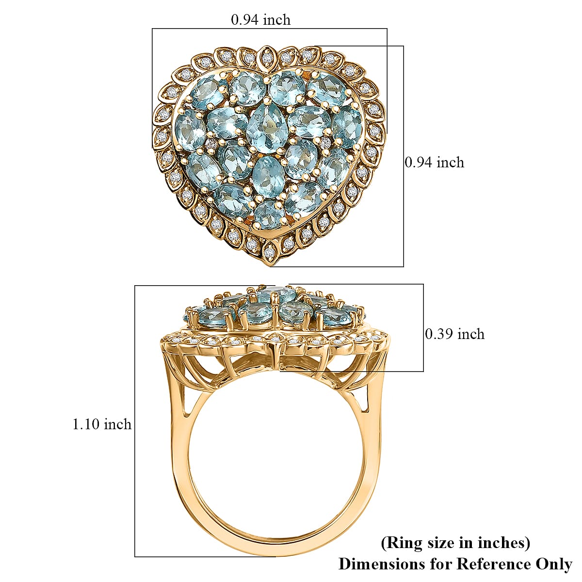 Karis Blue Apatite and White Zircon 3.60 ctw Ring in 18K YG Plated (Size 10.0)