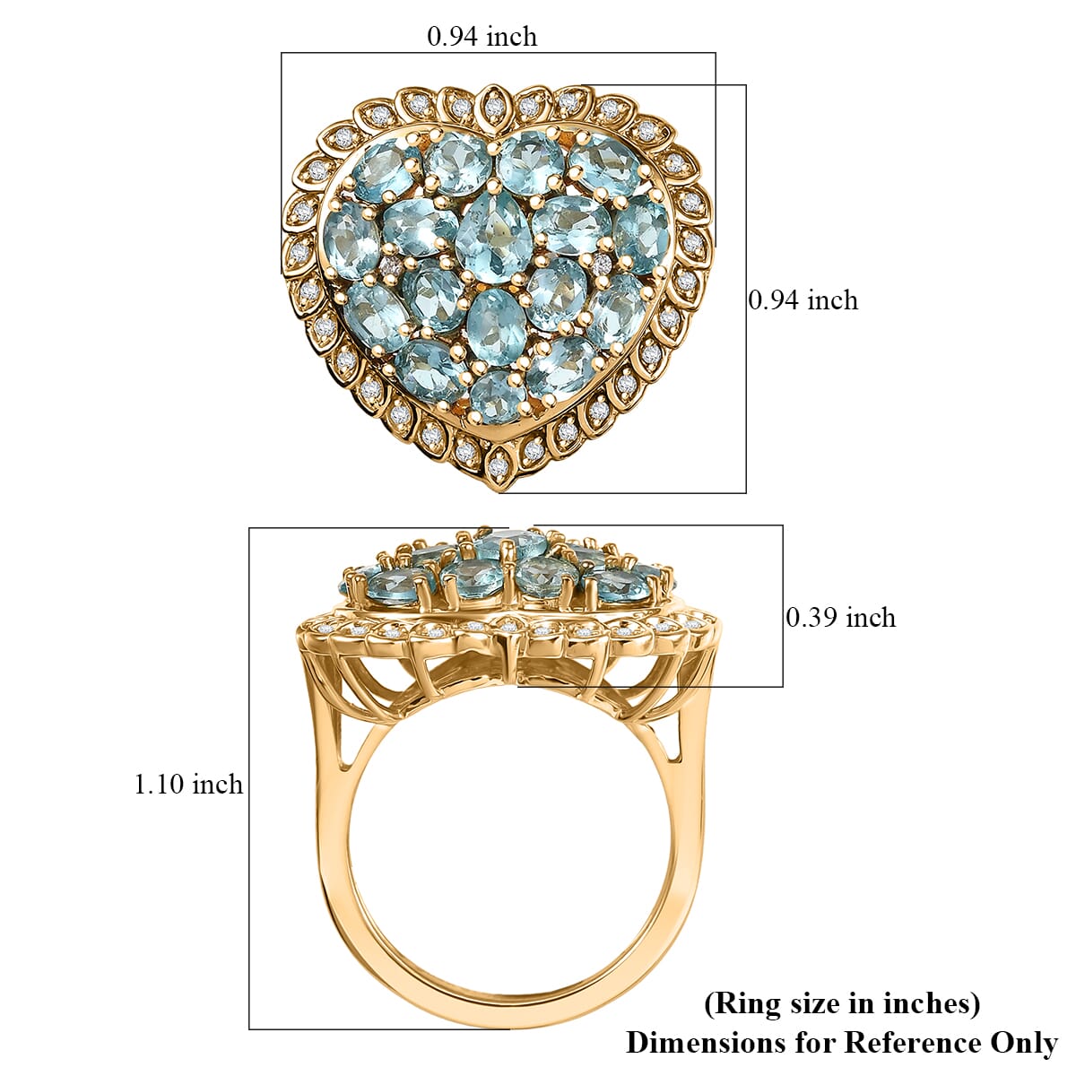 Karis Blue Apatite and White Zircon 3.60 ctw Ring in 18K YG Plated (Size 10.0) image number 5