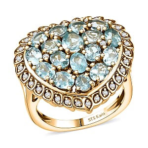 Karis Blue Apatite and White Zircon 3.60 ctw Ring in 18K YG Plated (Size 5.0)
