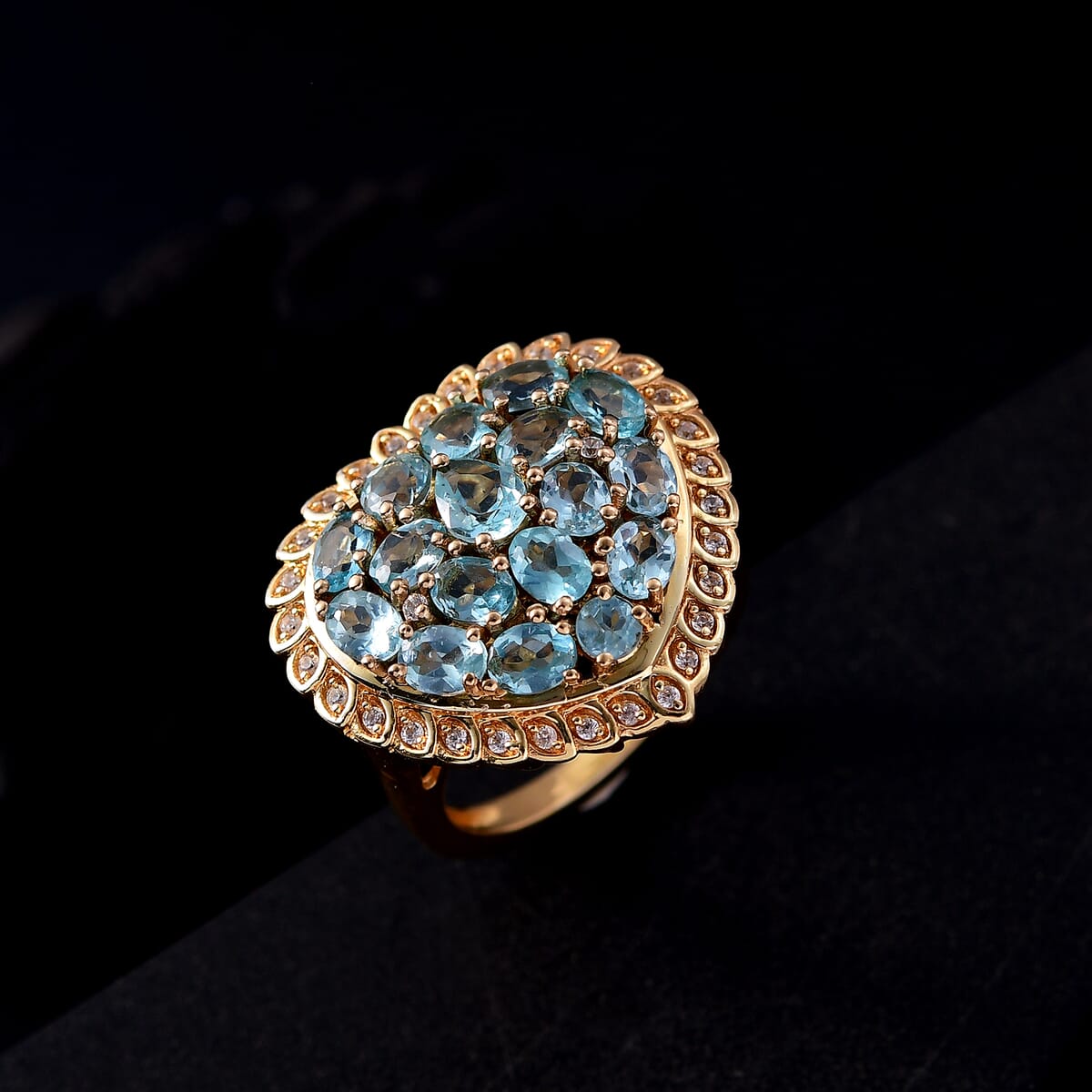 Karis Blue Apatite and White Zircon 3.60 ctw Ring in 18K YG Plated (Size 7.0) image number 1