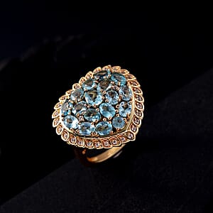 Karis Blue Apatite and White Zircon 3.60 ctw Ring in 18K YG Plated (Size 9.0)