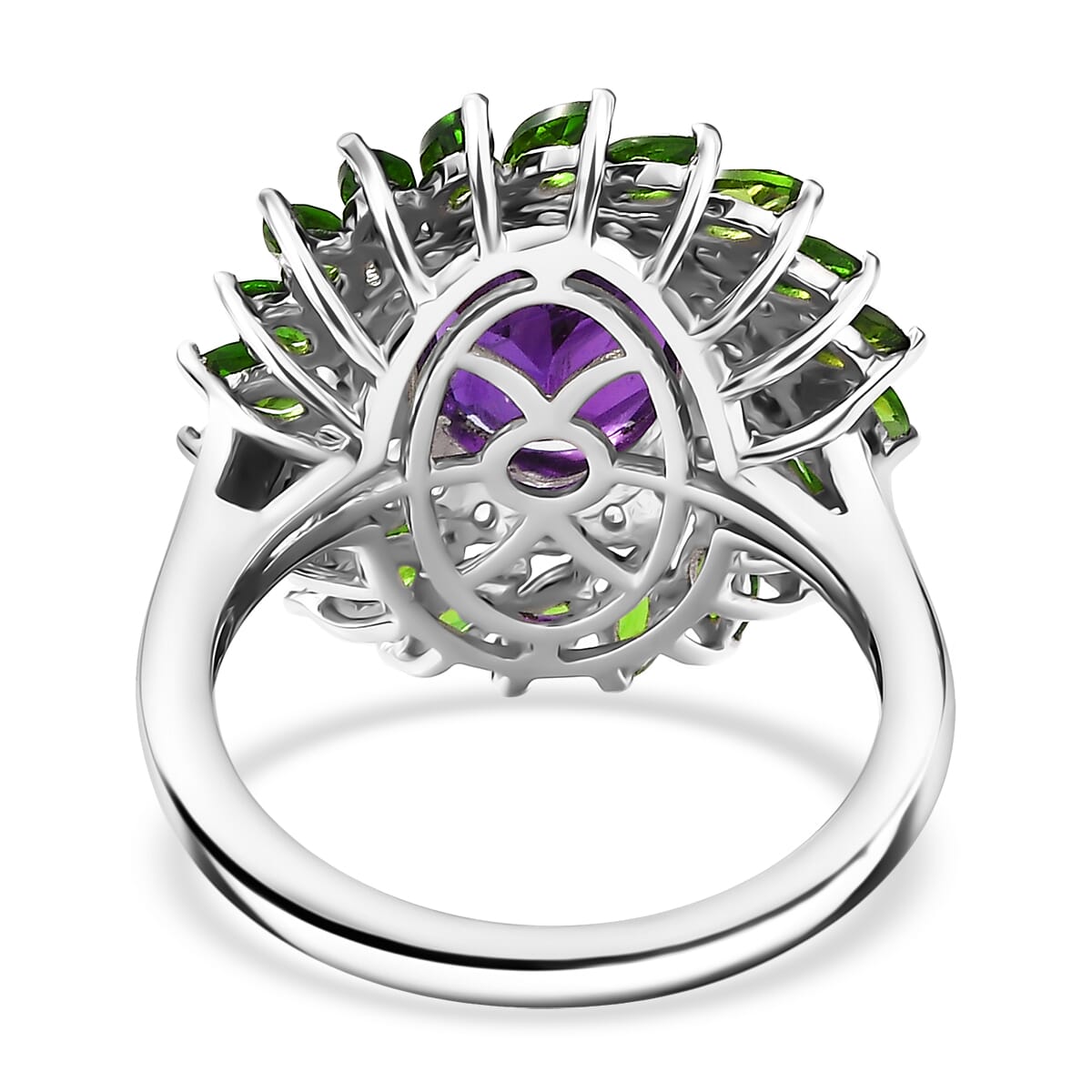 D'Joy African Amethyst and Multi Gemstone 4.80 ctw Ring in Platinum Over Sterling Silver (Size 10.0)  image number 4