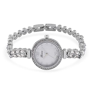 Genoa Austrian Crystal Japanese Movement MOP Dail Watch in Silvertone