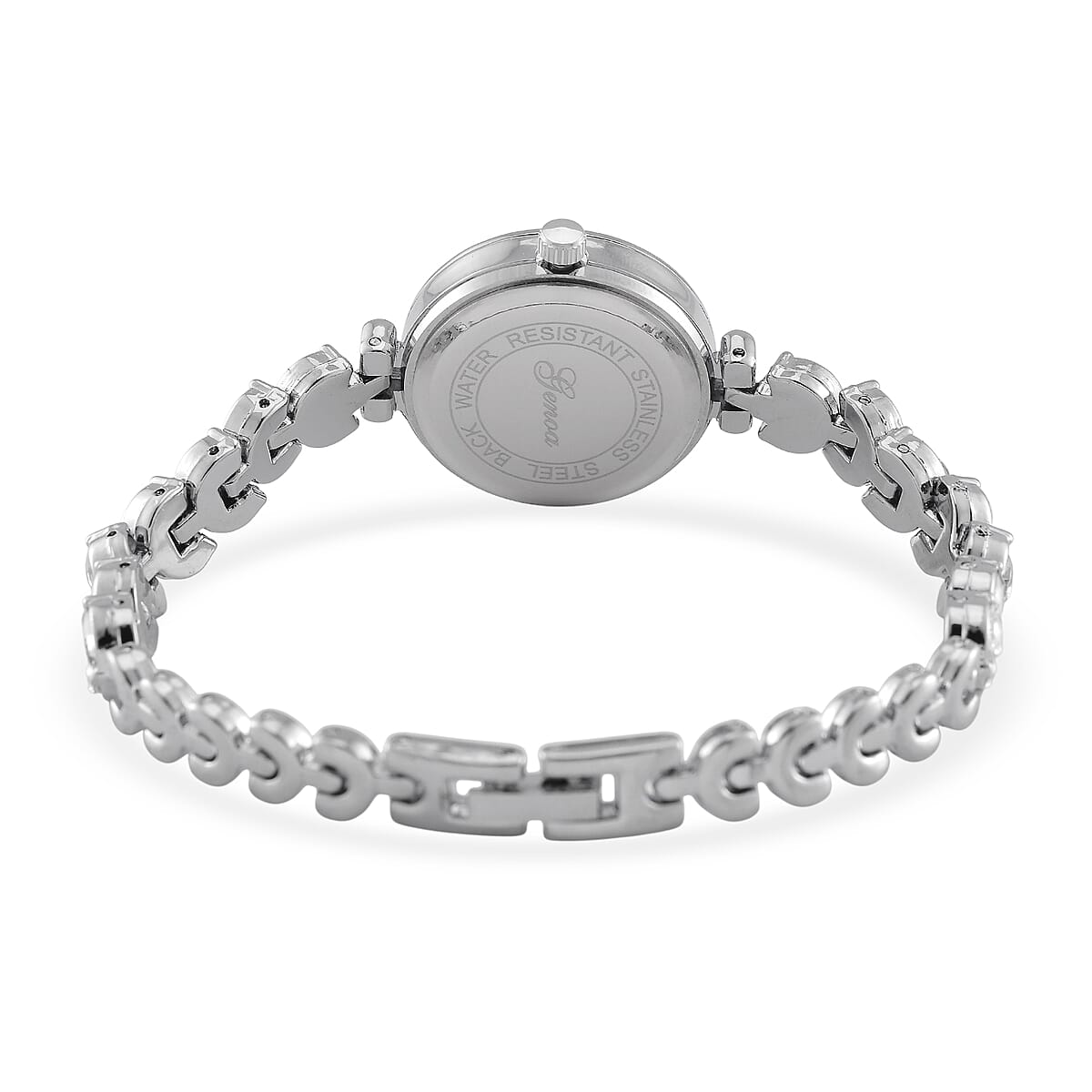 Genoa Austrian Crystal Japanese Movement MOP Dail Watch in Silvertone image number 4