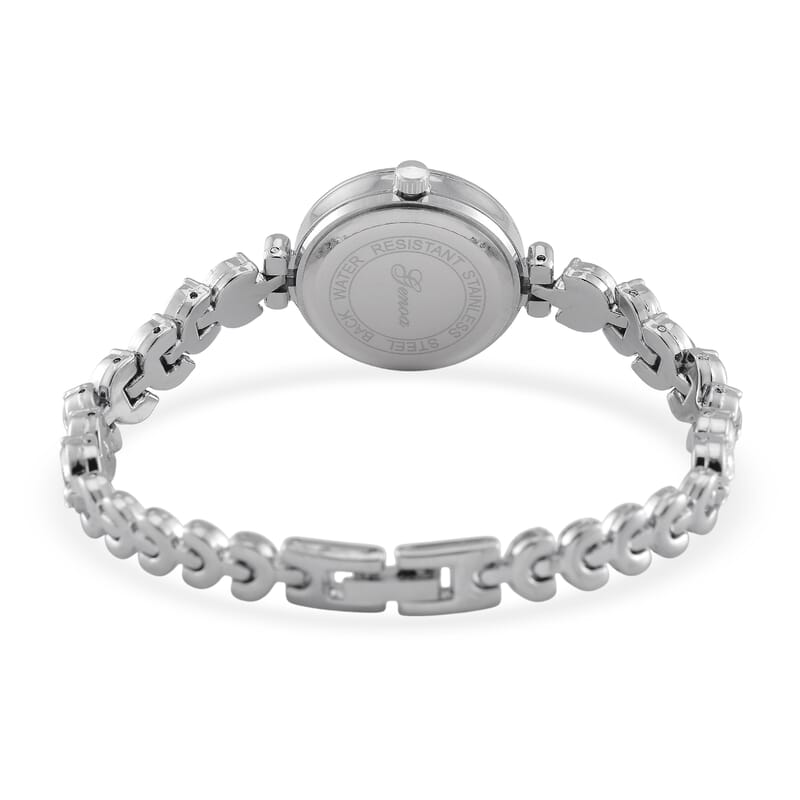 Genoa Austrian Crystal Japanese Movement MOP Dail Watch in Silvertone