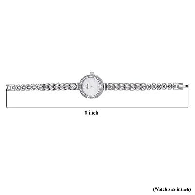 Genoa Austrian Crystal Japanese Movement MOP Dail Watch in Silvertone