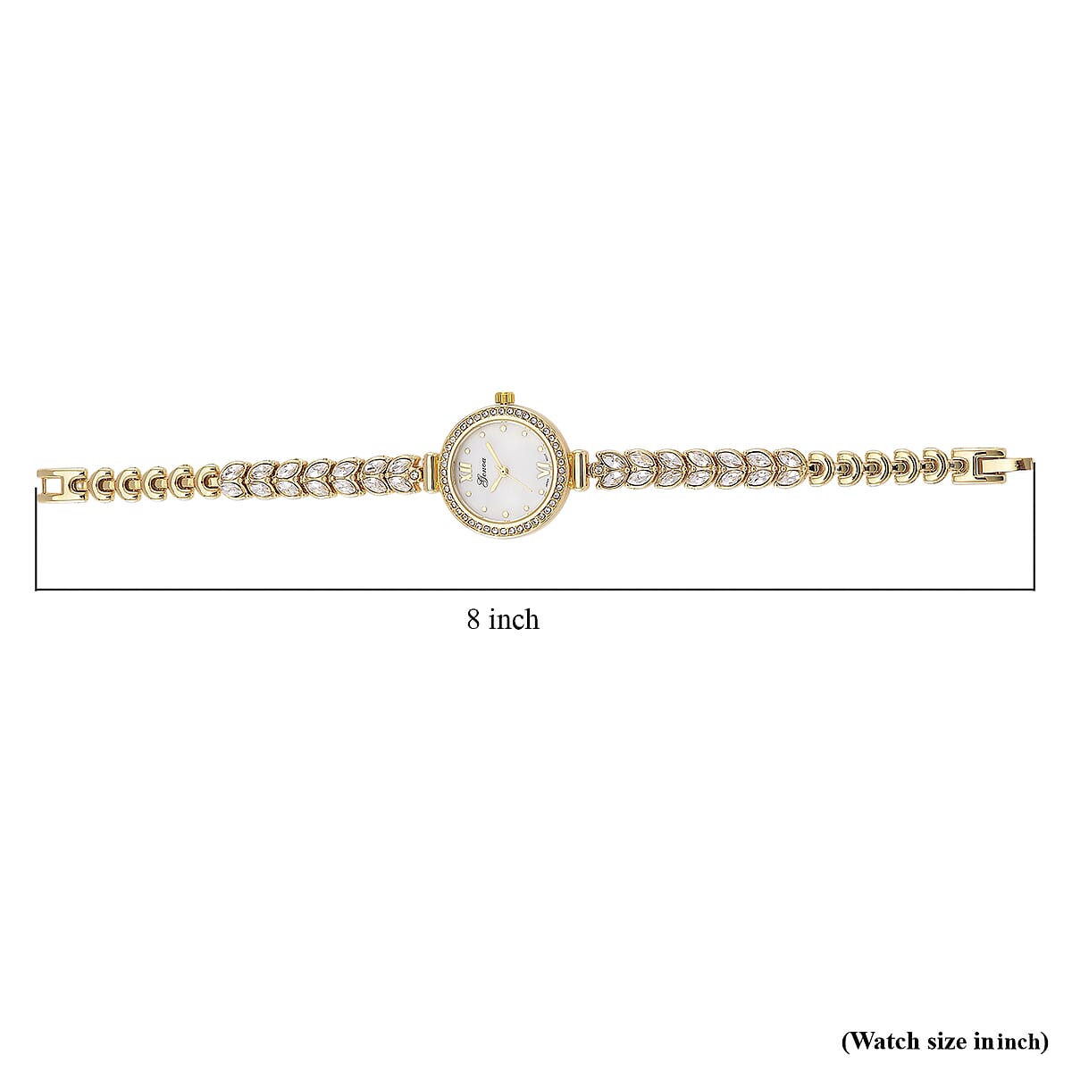 Genoa Austrian Crystal Japanese Movement MOP Dail Watch in Goldtone image number 6