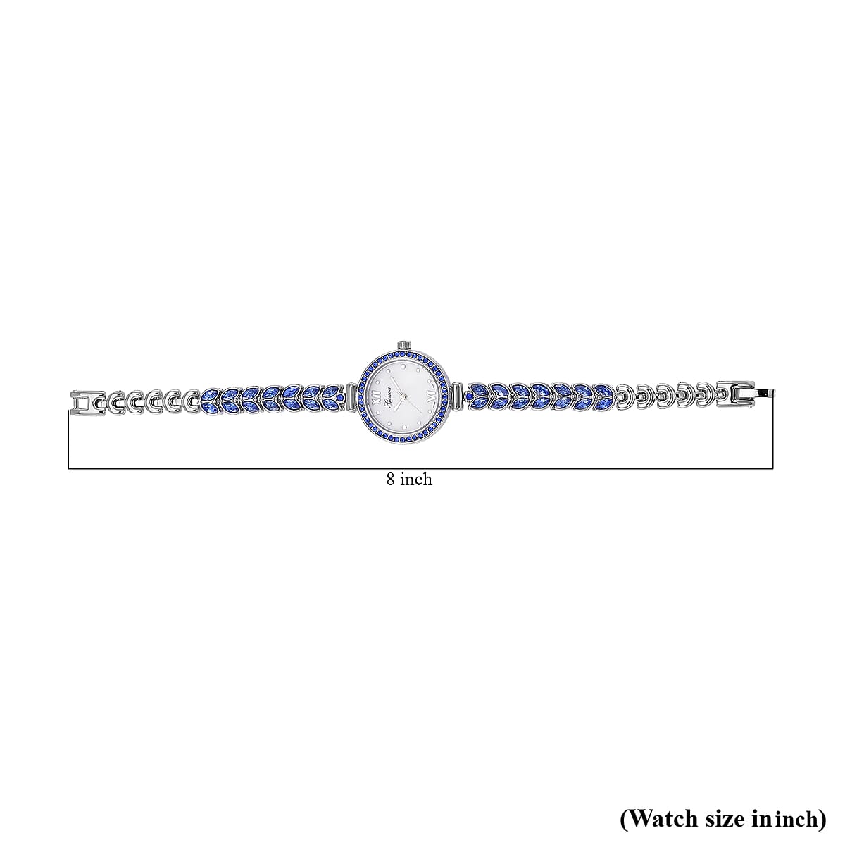 Genoa Blue Austrian Crystal Japanese Movement Watch in Silvertone image number 5