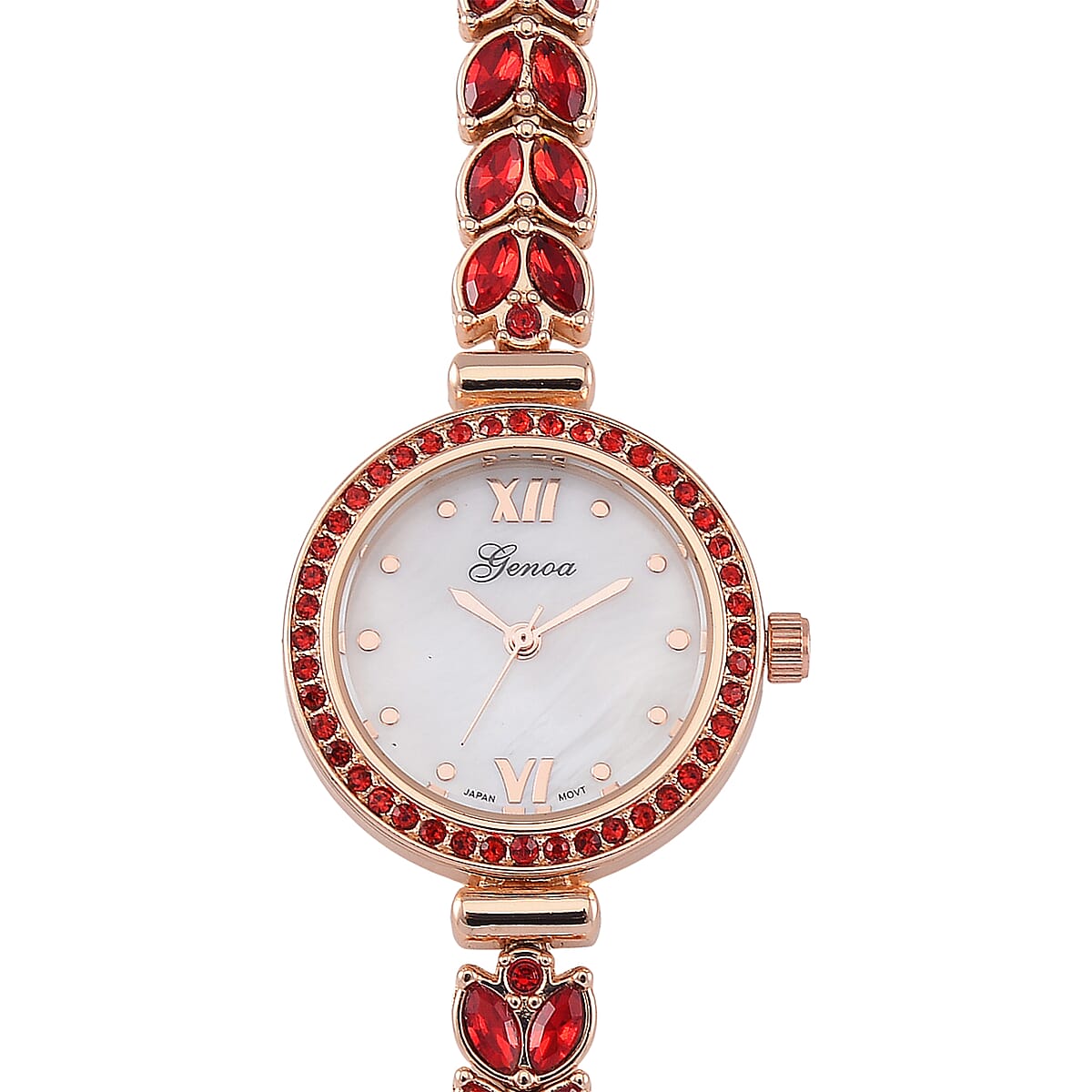 Genoa Red Austrian Crystal Japanese Movement Watch in Rosetone image number 2