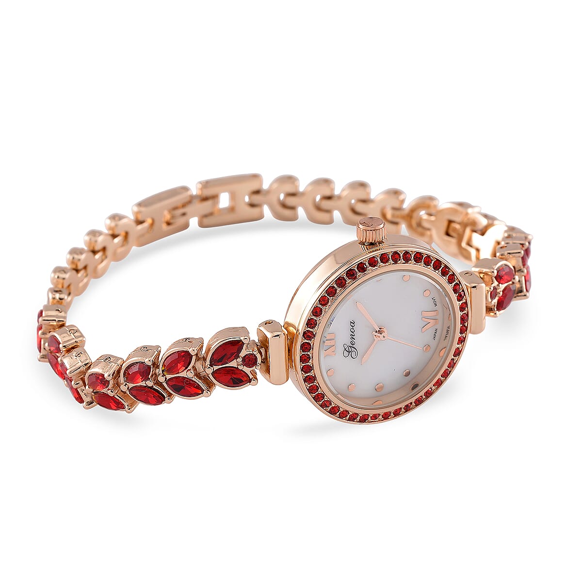 Genoa Red Austrian Crystal Japanese Movement Watch in Rosetone image number 3