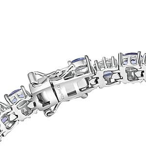 D'Joy Tanzanite and White Zircon 12.65 ctw Celestial Symphony Bracelet in Rhodium Over Sterling Silver (7.25 In)