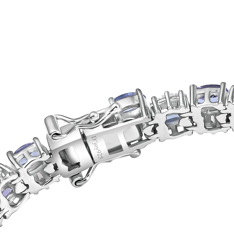 D'Joy Tanzanite and White Zircon 12.65 ctw Celestial Symphony Bracelet in Rhodium Over Sterling Silver (7.25 In)