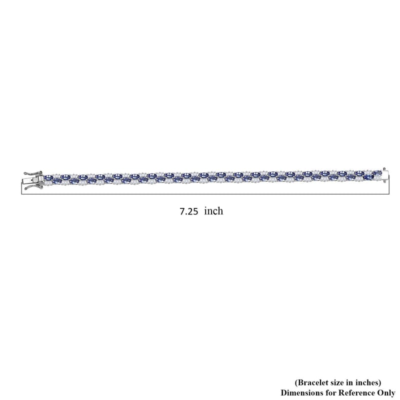 D'Joy Tanzanite and White Zircon 12.65 ctw Celestial Symphony Bracelet in Rhodium Over Sterling Silver (7.25 In)