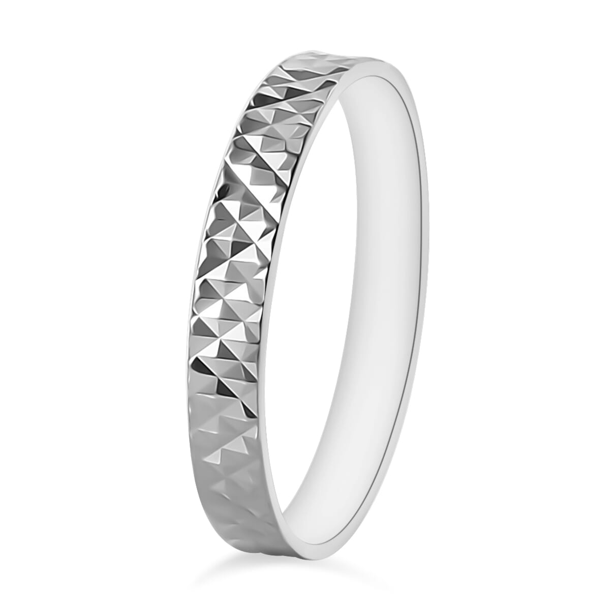 Diamond-cut Band Ring in 22K White Gold (Size 10.0) 2.50 Grams image number 2