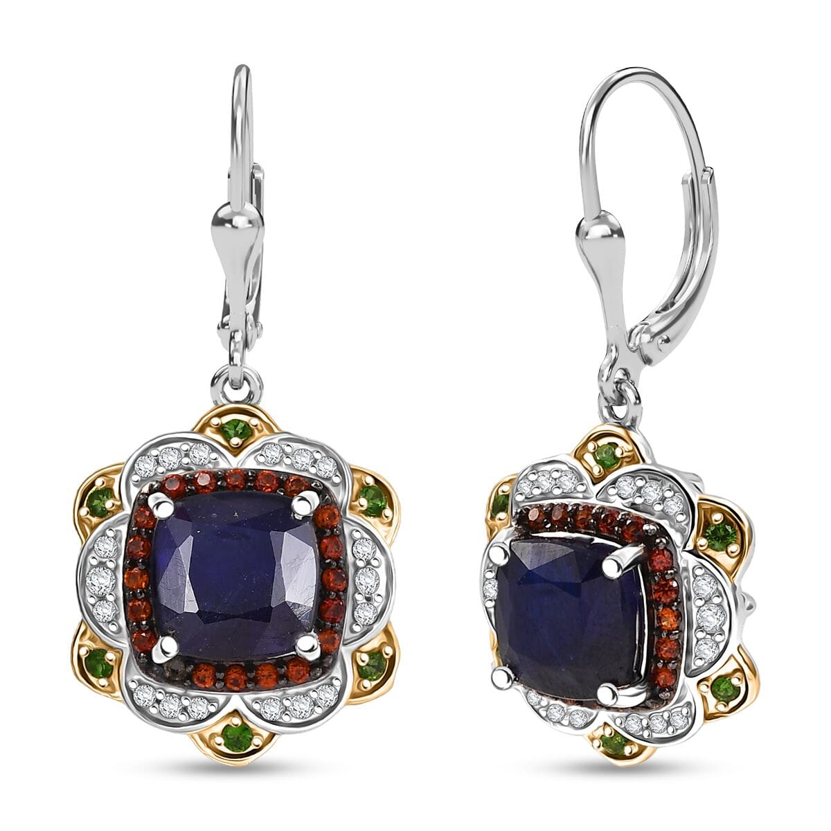D'Joy Masoala Sapphire (D) and Multi Gemstone 8.70 ctw Earrings in 18K Vermeil YG and Rhodium Over Sterling Silver image number 0
