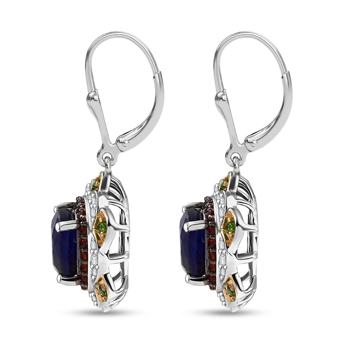 D'Joy Masoala Sapphire (D) and Multi Gemstone 8.70 ctw Earrings in 18K Vermeil YG and Rhodium Over Sterling Silver image number 3