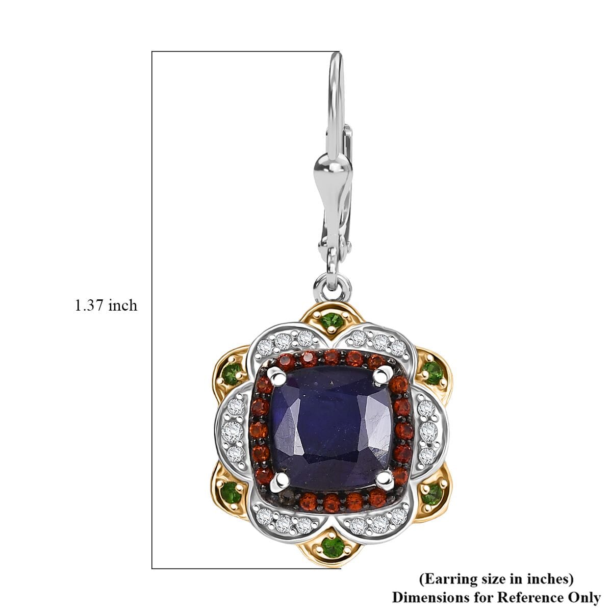 D'Joy Masoala Sapphire (D) and Multi Gemstone 8.70 ctw Earrings in 18K Vermeil YG and Rhodium Over Sterling Silver image number 5