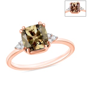 AAA Turkizite and Diamond 1.49 ctw Ring in 18K Vermeil Rose Gold Over Sterling Silver (Size 10.0)