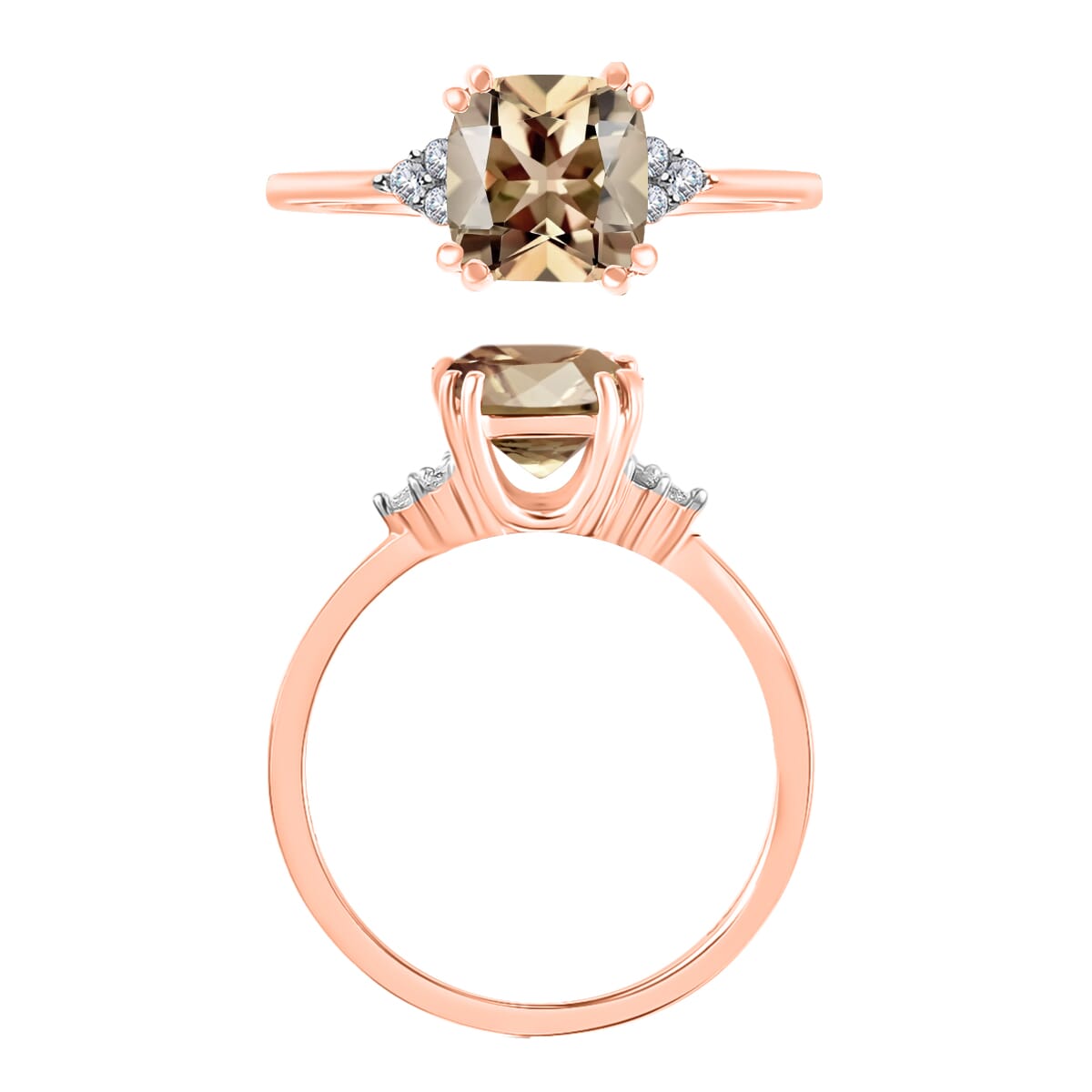 AAA Turkizite and Diamond 1.49 ctw Ring in 18K Vermeil Rose Gold Over Sterling Silver (Size 10.0) image number 3