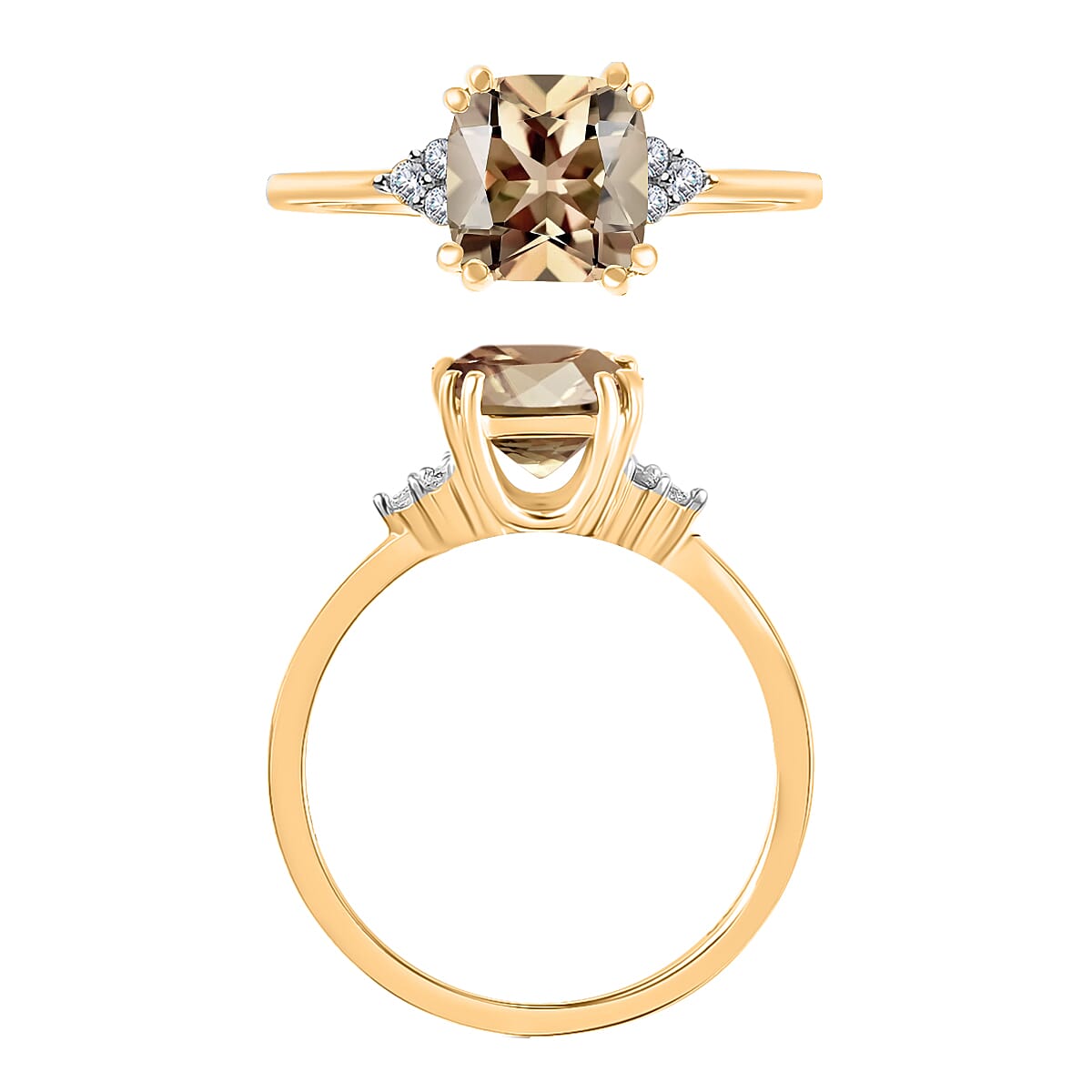 AAA Turkizite and Diamond 1.49 ctw Ring in 18K Vermeil Yellow Gold Over Sterling Silver (Size 4.5) (Del. in 10-12 Days) image number 3