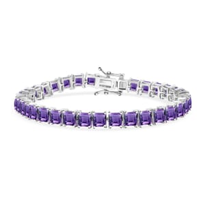 Premium African Amethyst 22.10 ctw Tennis Bracelet in Rhodium Over Sterling Silver (7.25 In)