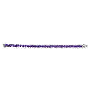 D'Joy African Amethyst Tennis Bracelet in Rhodium Over Sterling Silver 22.10 ctw (7.25 Inches )