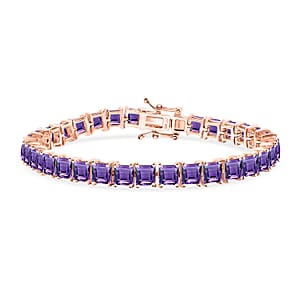 D'Joy Premium African Amethyst 22.10 ctw Tennis Bracelet in 18K Vermeil Rose Gold Over Sterling Silver (7.25 In)