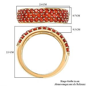 Mexican Cherry Fire Opal 1.12 ctw Cluster Ring in Vermeil Yellow Gold Over Sterling Silver (Size 8)
