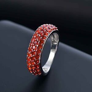 Mexican Cherry Fire Opal 1.30 ctw Ring in Rhodium Over Sterling Silver (Size 6.5)