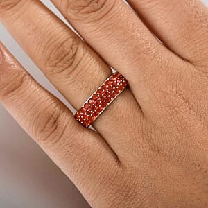 Mexican Cherry Fire Opal 1.30 ctw Ring in Rhodium Over Sterling Silver (Size 6.5)