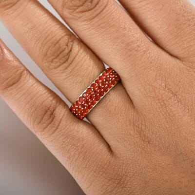 Mexican Cherry Fire Opal 1.30 ctw Ring in Rhodium Over Sterling Silver (Size 6.5)