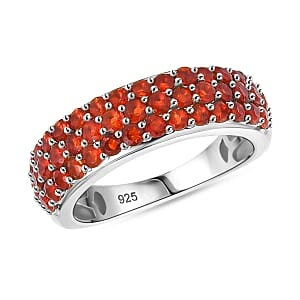 Mexican Cherry Fire Opal 1.30 ctw Ring in Rhodium Over Sterling Silver (Size 6.5)