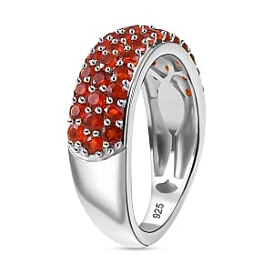 Mexican Cherry Fire Opal 1.30 ctw Ring in Rhodium Over Sterling Silver (Size 6.5)