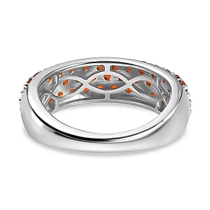 Mexican Cherry Fire Opal 1.30 ctw Ring in Rhodium Over Sterling Silver (Size 6.5)