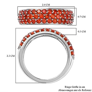 Mexican Cherry Fire Opal 1.30 ctw Ring in Rhodium Over Sterling Silver (Size 6.5)
