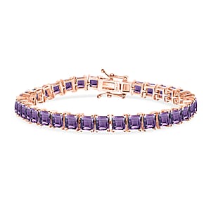 D'Joy Premium Rose De France Amethyst 22.10 ctw Tennis Bracelet in 18K Vermeil Rose Gold Over Sterling Silver (7.25 In)