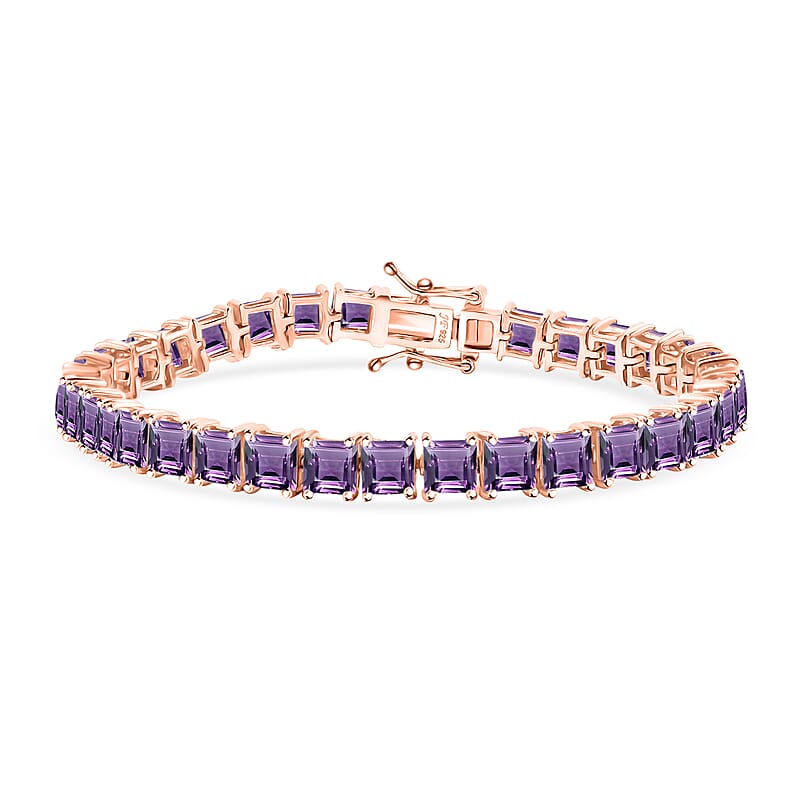 D'Joy Premium Rose De France Amethyst 22.10 ctw Tennis Bracelet in 18K Vermeil Rose Gold Over Sterling Silver (7.25 In)