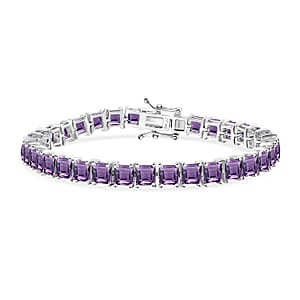 D'Joy Premium Rose De France Amethyst 22.10 ctw Tennis Bracelet in Rhodium Over Sterling Silver (7.25 In) (Del. in 10-12 Days)