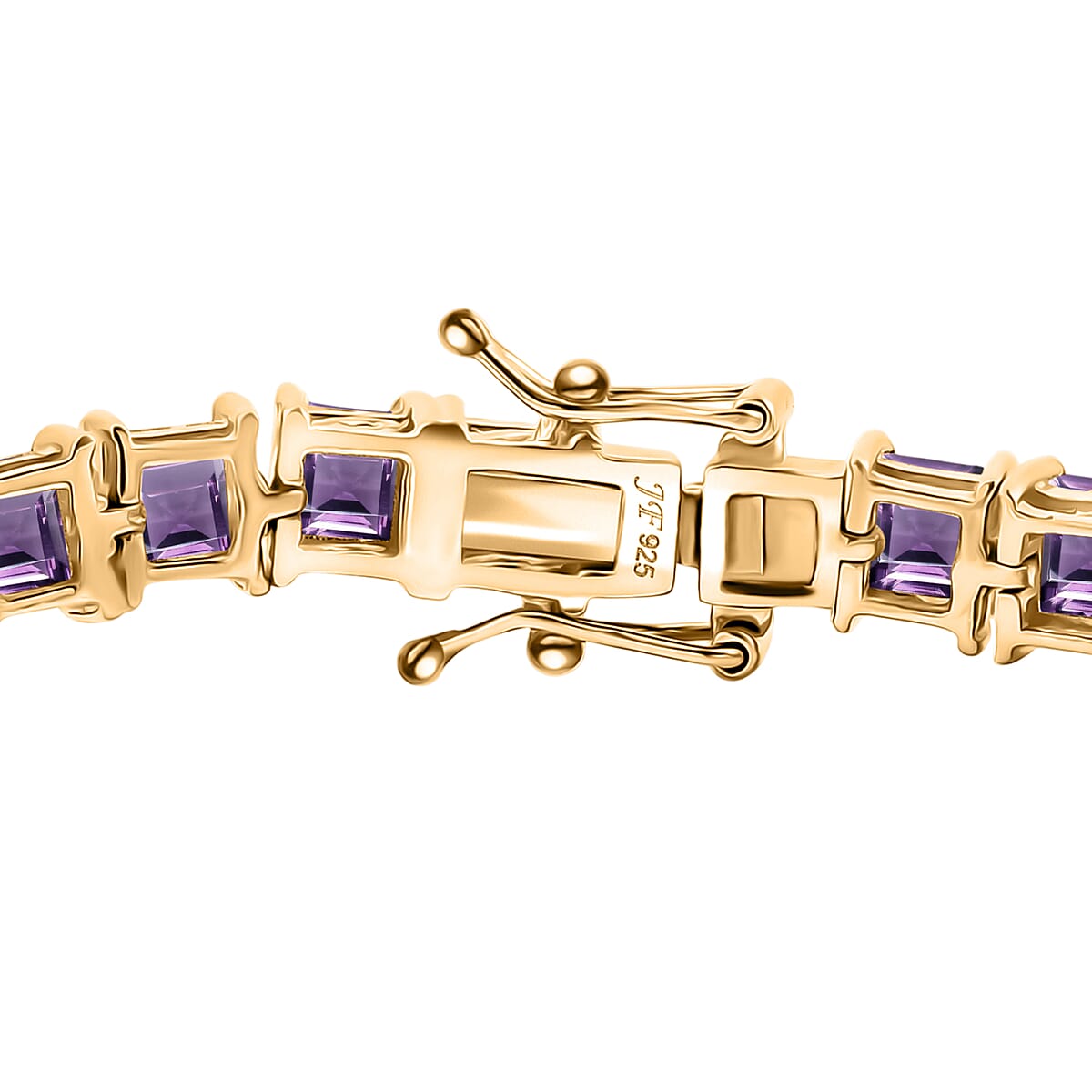 D'Joy Premium Rose De France Amethyst 24 ctw Tennis Bracelet in 18K Vermeil Yellow Gold Over Sterling Silver (8.00 In) image number 2