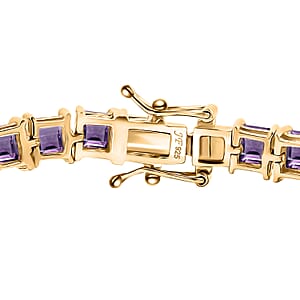 D'Joy Premium Rose De France Amethyst 24 ctw Tennis Bracelet in 18K Vermeil Yellow Gold Over Sterling Silver (8.00 In)