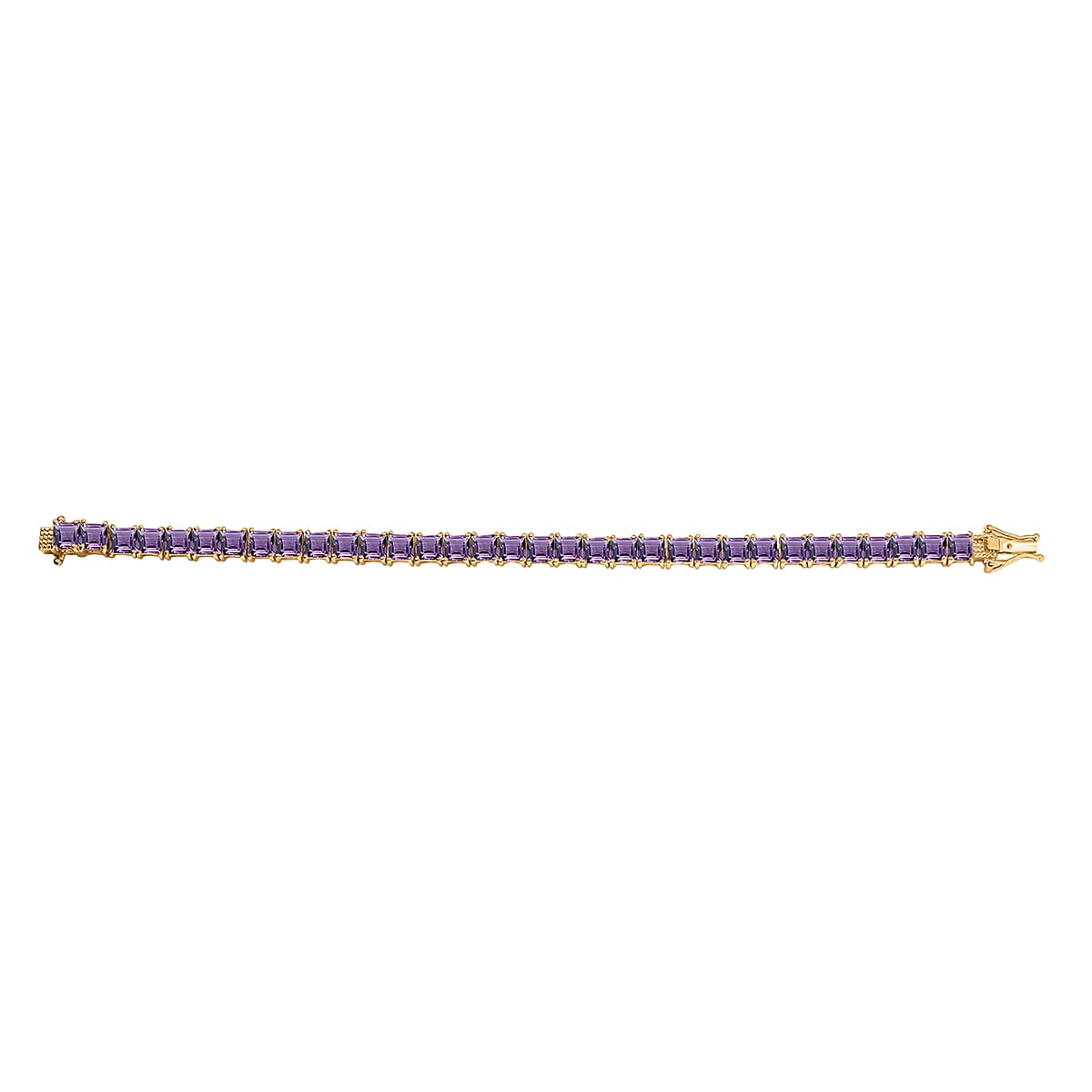 D'Joy Premium Rose De France Amethyst 24 ctw Tennis Bracelet in 18K Vermeil Yellow Gold Over Sterling Silver (8.00 In) image number 3