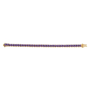 D'Joy Premium Rose De France Amethyst 24 ctw Tennis Bracelet in 18K Vermeil Yellow Gold Over Sterling Silver (8.00 In)
