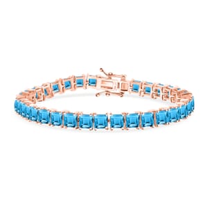 Sky Blue Topaz 22.10 ctw Tennis Bracelet in 18K Vermeil Rose Gold Over Sterling Silver (7.25 In)