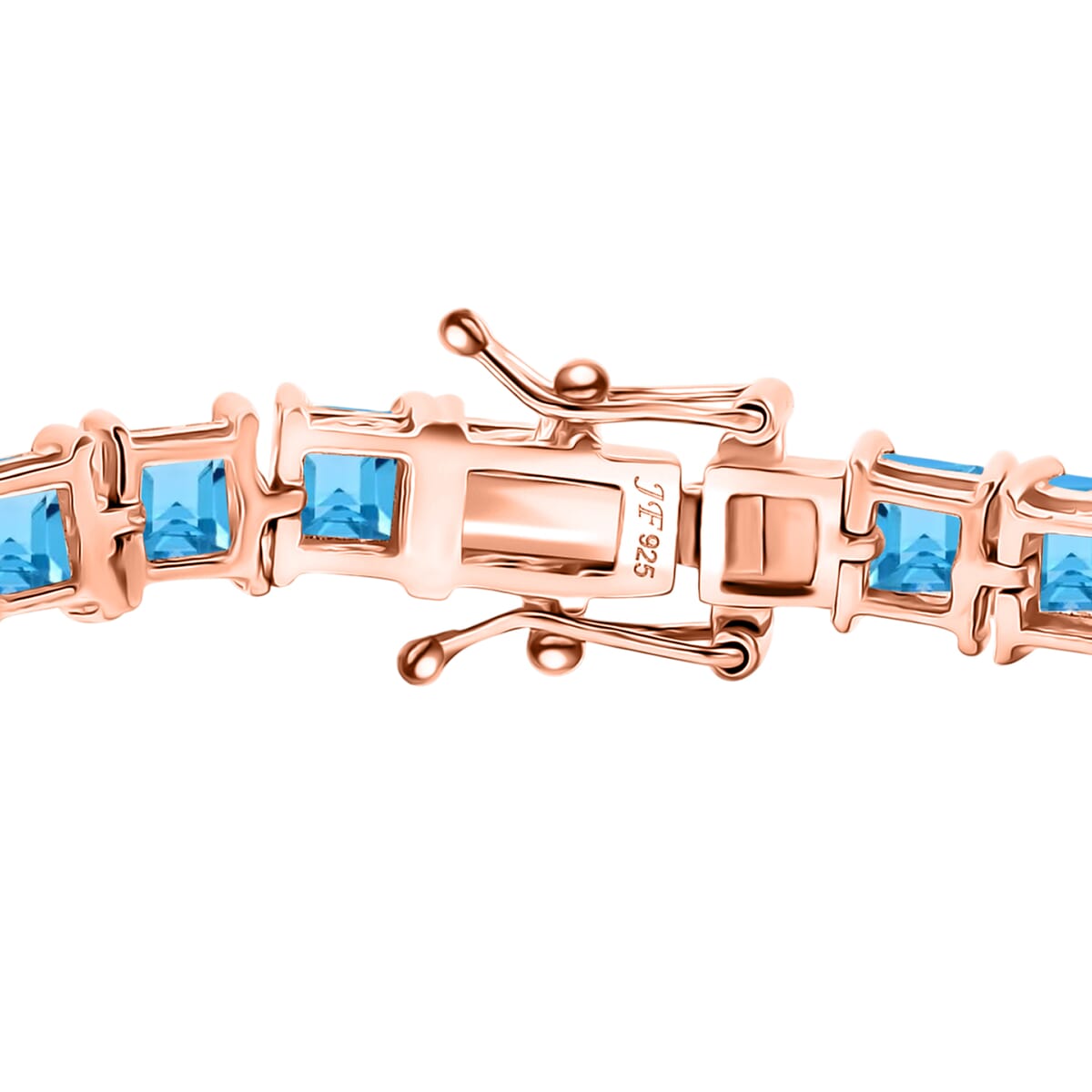 Sky Blue Topaz 22.10 ctw Tennis Bracelet in 18K Vermeil Rose Gold Over Sterling Silver (7.25 In) image number 2