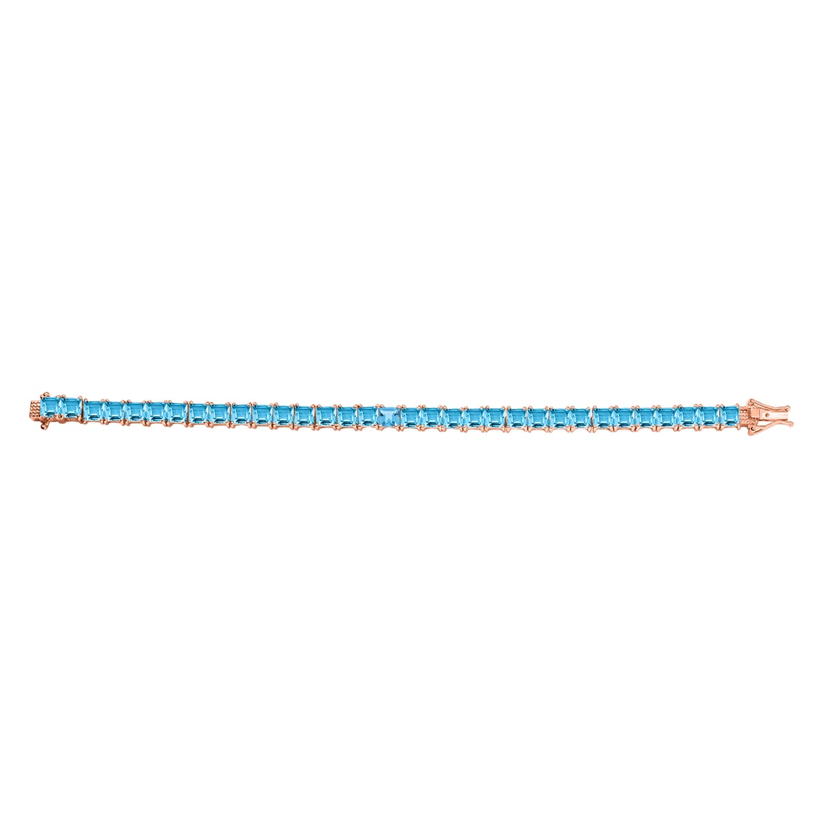 Sky Blue Topaz 22.10 ctw Tennis Bracelet in 18K Vermeil Rose Gold Over Sterling Silver (7.25 In) image number 3